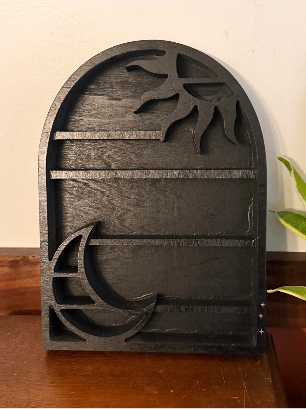 Black Celestial Sun Moon Decor Trinket Shelf Small Crystal Display Mini Altar - Picture 2 of 13